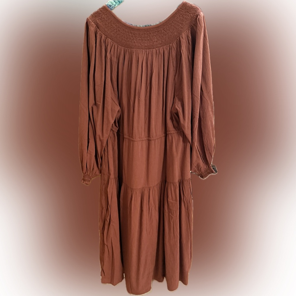 Old Navy Tiered Cinched Waist Long Sleeve Boho Dress | Sz XXL - Picture 3 of 7
